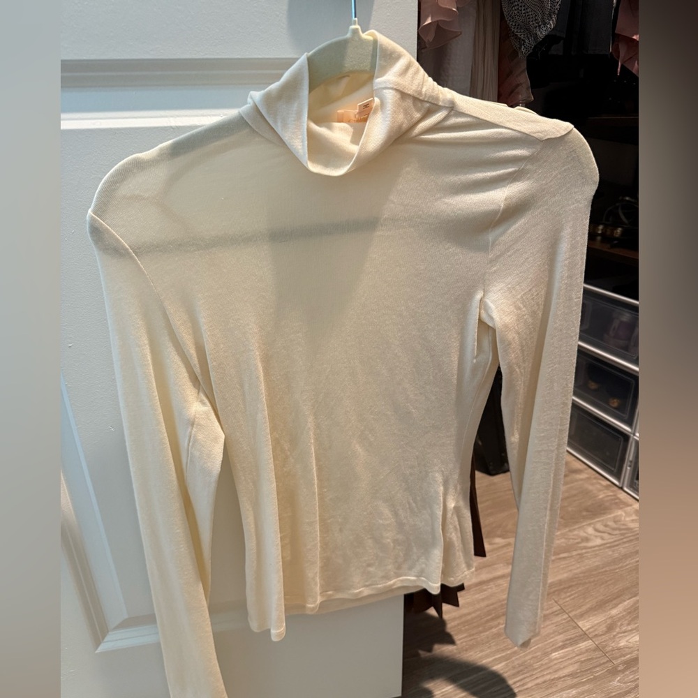 Camila Coelho Cream Turtleneck Top